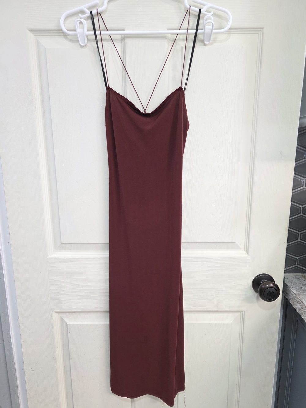 Forever 21 Burgundy Double-Strap Midi Slip Dress